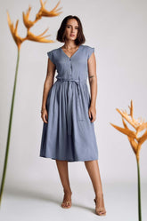 Extended Shoulder Midi Dress